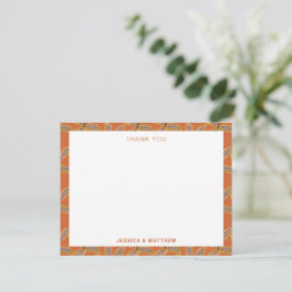 Groovy Tropical Palm Trees Burnt Orange Wedding Dankeskarte