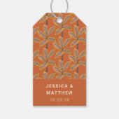 Groovy Tropical Palm Trees Burnt Orange Wedding Geschenkanhänger (Vorderseite)