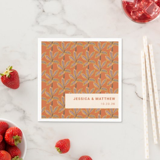 Groovy Tropical Palm Trees Burnt Orange Wedding Serviette (Beispiel)