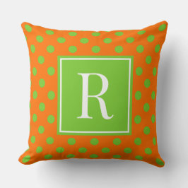 Groovy-Tupfenmuster - Orange und Limettengrün Kissen