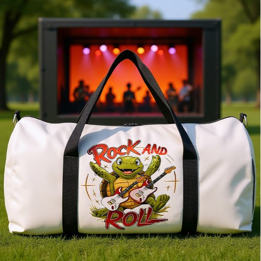 Groovy Turtle Rocking Out Rock And Roll Duffle Bag
