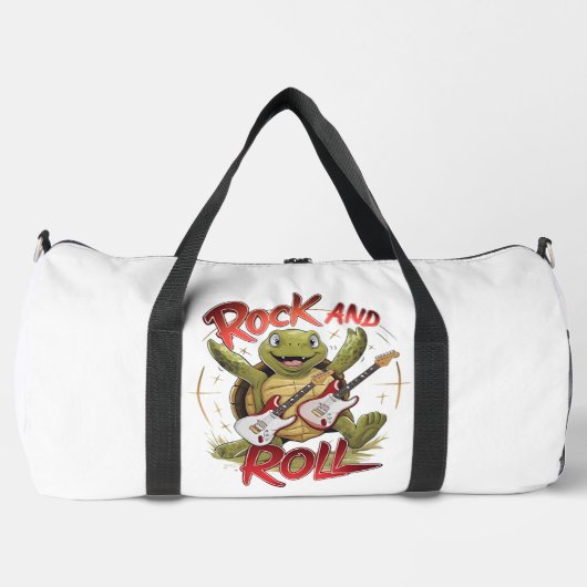 Groovy Turtle Rocking Out Rock And Roll Duffle Bag (Vorderseite)