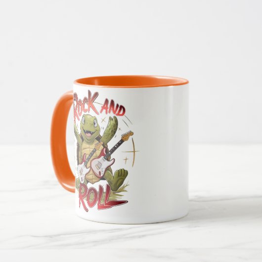 Groovy Turtle Rocking Out Rock and Roll Tasse (Vorderseite Links)