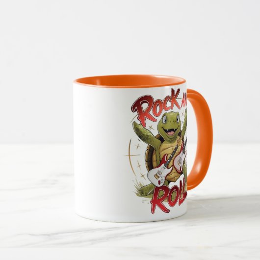 Groovy Turtle Rocking Out Rock and Roll Tasse (VorderseiteRechts)