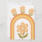 Groovy Two boho daisy Regenbogen Geburtstag Einladung (Rückseite)