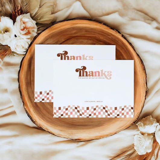 Groovy Two Cool Girls Checkered 2. Geburtstag Dankeskarte