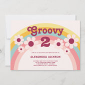 Groovy Two Daisy Rainbow 2. Party Einladung (Vorderseite)