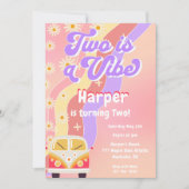 Groovy Two ist ein Vibe Retro 70er Birthday Einladung (Vorderseite)