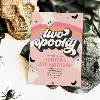 Groovy Two Spooky Girl 2. Geburtstag Halloween Einladung