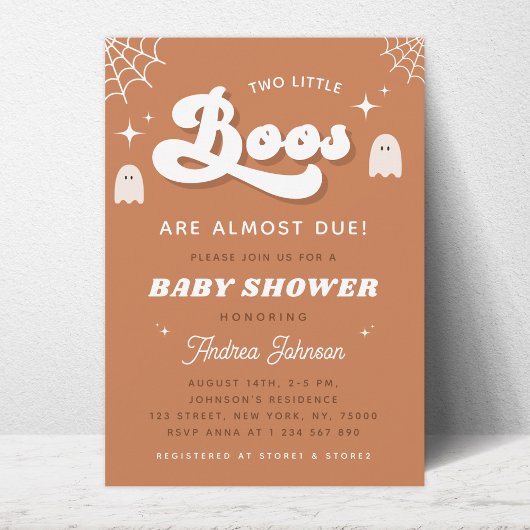 Groovy Typografie Retro Ghost Twin Baby Shower Einladung