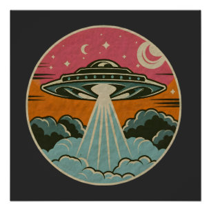 Groovy Ufo Beam Poster