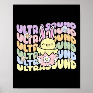 Groovy Ultraschall-Technik Bunny Chick Eier Ostern Poster