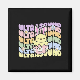 Groovy Ultrasound Tech Bunny Chick Eggs Ostersonne Magnet