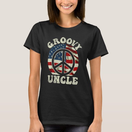 Groovy Uncle 70s Aesthetic USA Flag Retro Uncle 1 T-Shirt (Vorderseite)