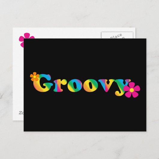 Groovy und Blume Helle Farben 60er Hippie Design Postkarte (Vorne/Hinten)