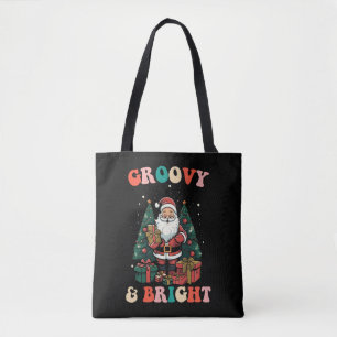 Groovy und helle Weihnachten Santa Feiertag Retro Tasche