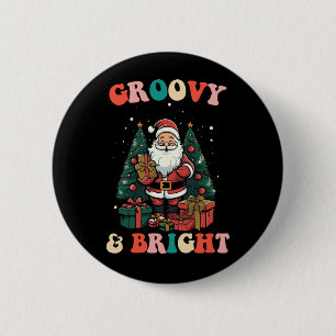 Groovy und helle Weihnachtsfeiertage Retro Button