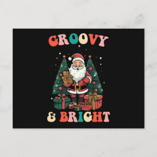 Groovy und helle Weihnachtsfeiertage Retro Postkarte