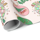 Groovy und hellrosa und grün Retro-Feiertag Geschenkpapier (Rolleneckpunkt)