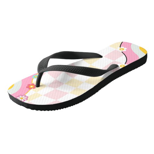 Groovy und stickig gestaltete Junggeselinnen-Absch Badesandalen (Schrägansicht)