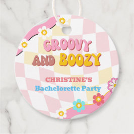 Groovy und stickig gestaltete Junggeselinnen-Absch Geschenkanhänger