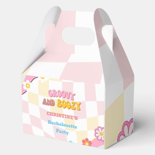 Groovy und stickig gestaltete Junggeselinnen-Absch Geschenkschachtel (Vorderseite)