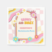 Groovy und stickig gestaltete Junggeselinnen-Absch Serviette (Vorderseite)