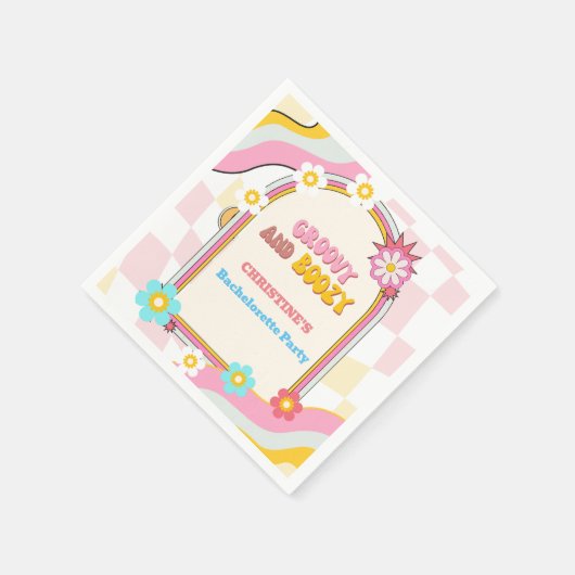 Groovy und stickig gestaltete Junggeselinnen-Absch Serviette (Ecke)