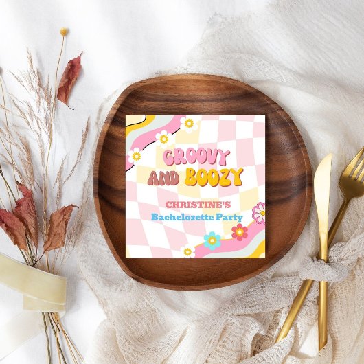 Groovy und stickig gestaltete Junggeselinnen-Absch Serviette