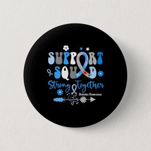 Groovy Unterstützung Squad Ribbon T1d Diabetes Bew Button (Vorderseite)