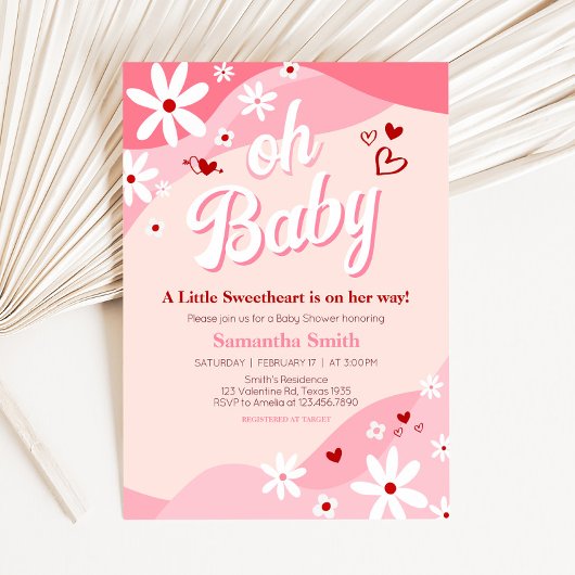 Groovy Valentine Baby Shower Einladung