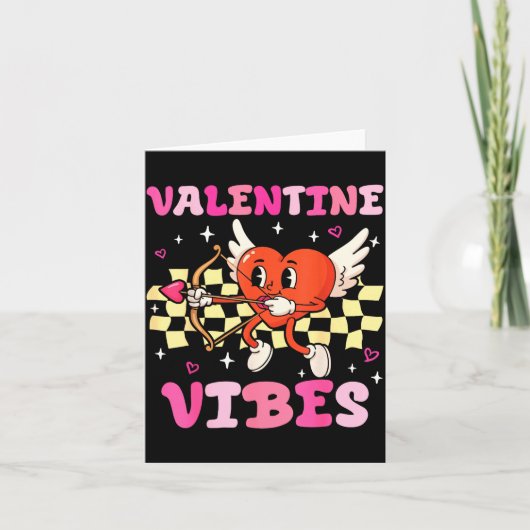 Groovy Valentine Vibes Heart Cud Women Men  Karte (Vorderseite)