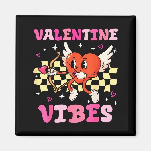 Groovy Valentine Vibes Heart Cud Women Men  Magnet (Vorne)