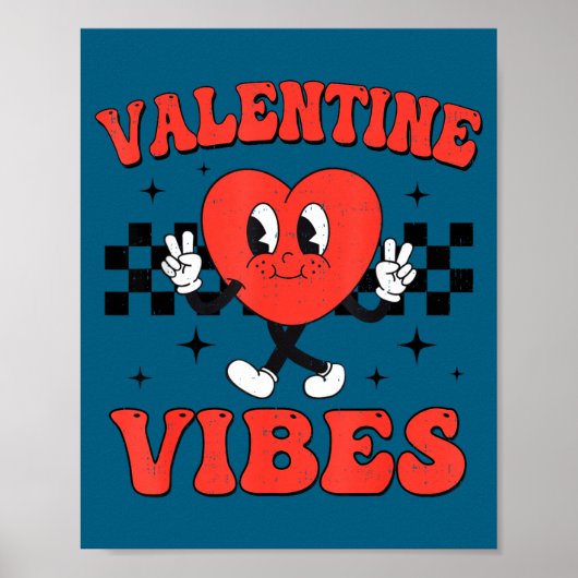Groovy Valentine Vibes Heart Peace Valentines Day  Poster (Vorne)