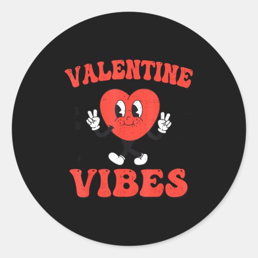 Groovy Valentine Vibes Heart Peace Valentines Day Runder Aufkleber (Vorderseite)