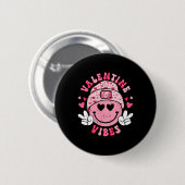 Groovy Valentine Vibes Smile Face Valentinstag G Button (Vorne & Hinten)