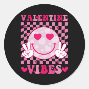 Groovy Valentine Vibes Valentinstag Shirts für G Runder Aufkleber