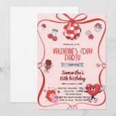 Groovy Valentinstag Party-Einladung  Einladung (Vorne/Hinten)