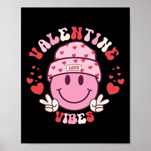 Groovy Valentinstag Stimmung Smile Gesicht Valenti Poster (Vorne)