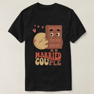 Groovy Verheiratet Couple Pancake Chocolate Liebe T-Shirt