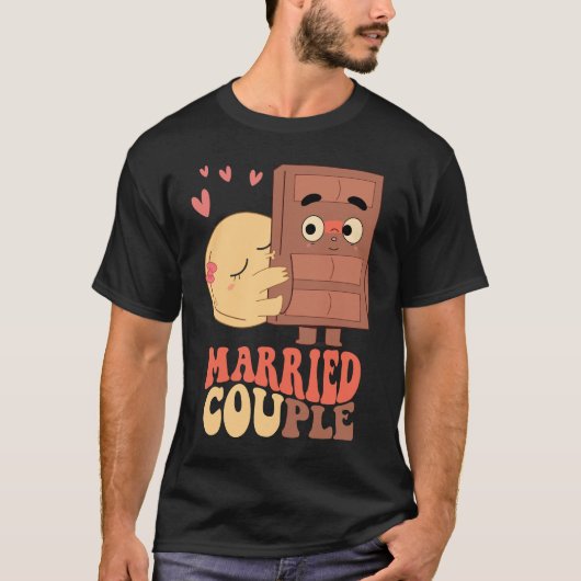 Groovy Verheiratet Couple Pancake Chocolate Liebe T-Shirt (Vorderseite)