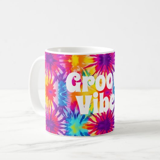Groovy Vibes Gefärbte Krawatte individuell anpassb Kaffeetasse (Vorderseite Links)