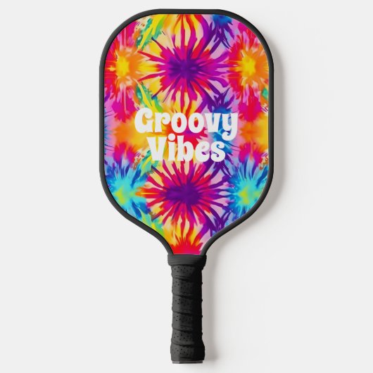 Groovy Vibes Gefärbte Krawatte individuell anpassb Pickleball Schläger (Vorderseite)