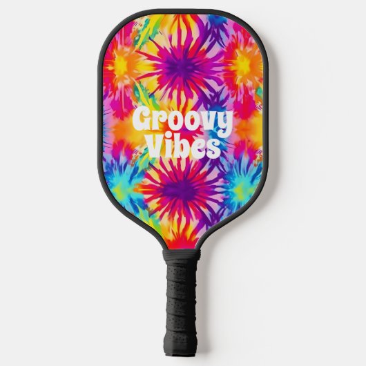 Groovy Vibes Gefärbte Krawatte individuell anpassb Pickleball Schläger (Rückseite)
