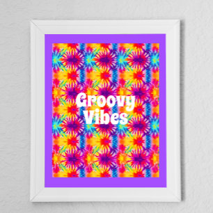 Groovy Vibes Gefärbte Krawatte individuell anpassb Poster