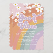 Groovy Vibes Retro Rainbow Birthday Einladung (Vorne/Hinten)