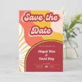 Groovy Vibes Retro Wedding Vintag Save the Date (Stehend Vorderseite)