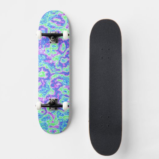 Groovy Vibrany Colorful Trippy Maximalist Marmor Skateboard (Vorderseite)