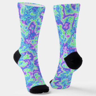 Groovy Vibrany Colorful Trippy Maximalist Marmor Socken