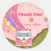 Groovy Vielen Dank Boho Floral Rainbow Runder Aufkleber (Vorderseite)